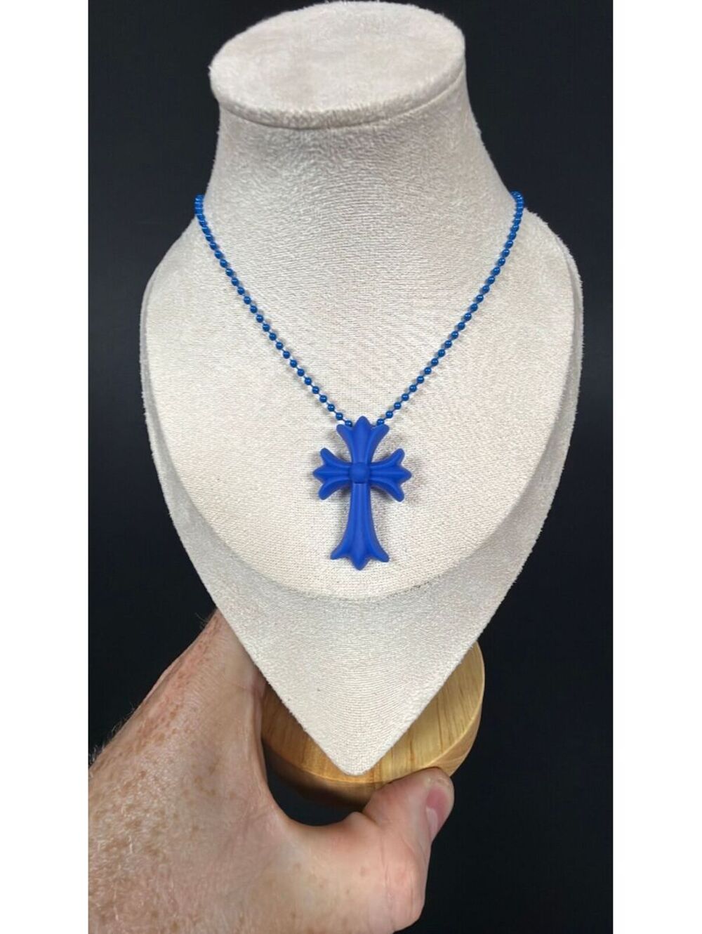 Chrome Hearts Blue Silicone Cross Necklace
